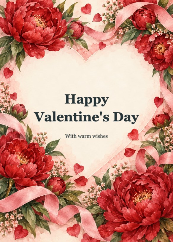 Watercolor Red Peonies greeting card